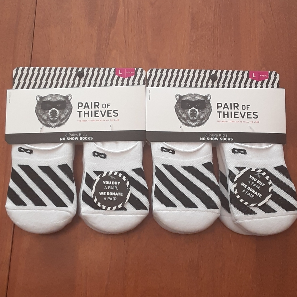 Pair Of Thieves No Show Socks Kids Large Lot of 2